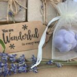 wonderful tag with lavender soap in net bag