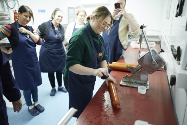 lady making a sausage